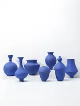 クリエイティブなクラインブルー陶器花瓶【シンプルモダンデザイン・インテリア装飾用】