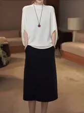 大きいサイズのバットウィングスリーブニットトップス【夏用・フィット・独自デザ イン】（セットアップ対応）