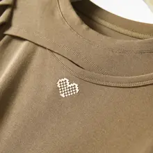 ハートデザインの透かしニット長袖Tシャツ【冬用・前身頃切り替え】