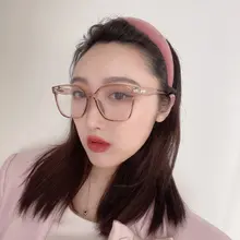大きなフレームの女性用メガネ【韓国風・茶ピンク・優しい雰囲気】