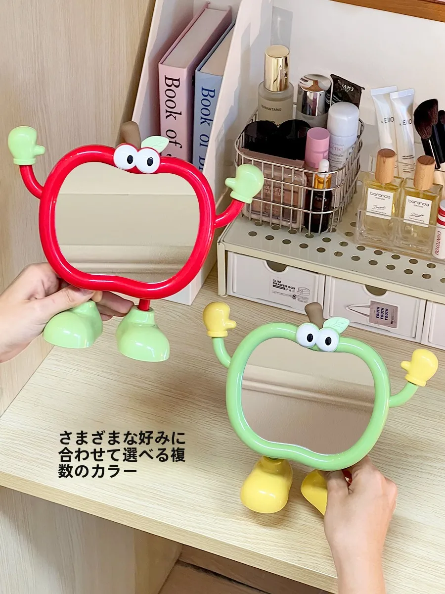 小さなリンゴ型の化粧鏡：調整可能で持ち運び便利なデスク用メイク鏡の実  用性と使い方
