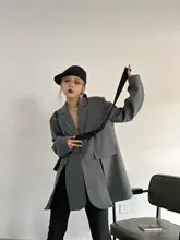 洗練されたデザインのグレーコート【女性用・スリムフィット・韓国スタイル】