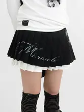 星柄プリントのハイウエストプリーツスカート【JK風・重ね着対応】