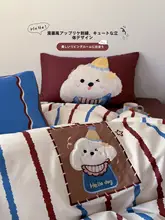 コットン製 カートゥーンデザインのベッドシーツ【犬柄・四点寝具セット・春秋用】【セットアップ対応】