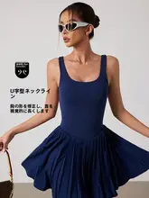 スポーツスカートワンピース【防透け・テニス・ドライ素材・百褶デザイン・ヨガ用】