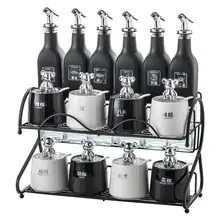 高級陶器製 調味料容器セット【キッチン用・塩・醤油・酢・スタイリッシュデザイン】