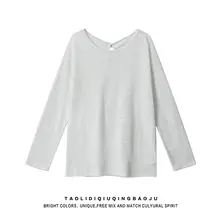 アメリカンストライプのラウンドネック長袖Tシャツ【フィット・レースアップ・日焼け防止】