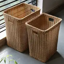 Kens ラタン風 大型ランドリーバスケット【家庭用・収納・浴室用】