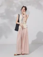 ワイドパンツ レディース ピンク ハイウエスト ルーズ ストレート きれいめ カジュアル 夏
