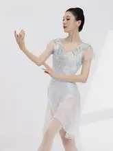 バレエダンスウェア【フリル付き・花柄・メッシュ素材・ワンピース】