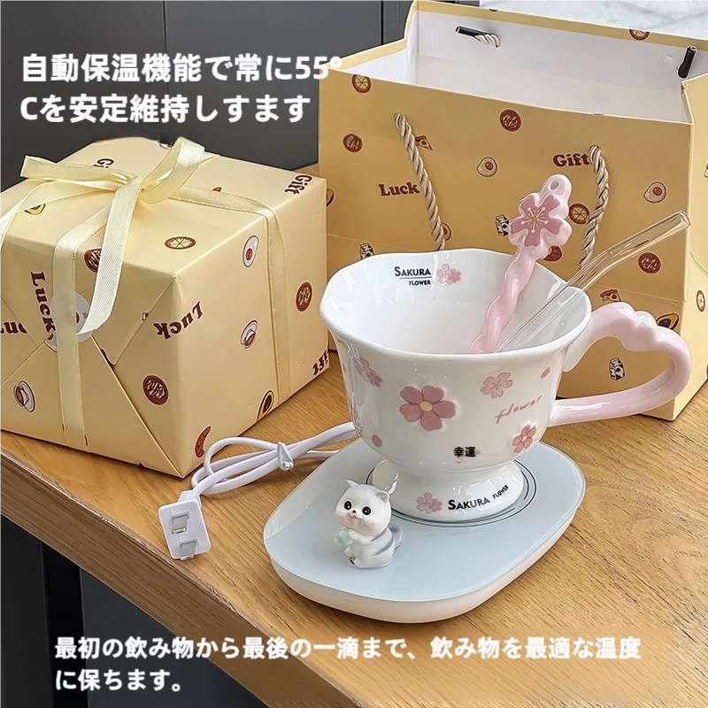 桜デザインの陶器製マグカップ【オフィス用・贈り物に最適】