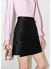 COKEYA エレガントなシルクウールAラインスカート【ビーズリボンデザイン・フィット感】