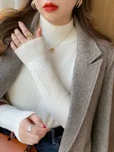 フランス風 ハイネックニットトップス【秋冬用・加毛・女性用】