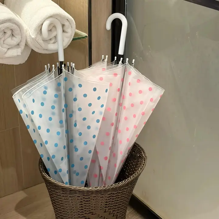 シンプルでおしゃれなドット柄透明長傘【学生用・撮影用・高品質】