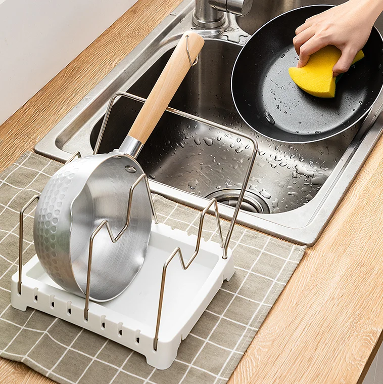多機能鍋蓋スタンド【キッチン用収納ラック・調理器具・カウンター上】