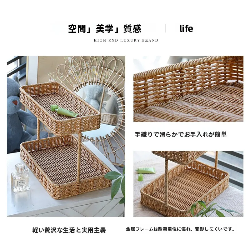 仿藤デザインの洗面所用収納ラック：おかずカップ収納・洗面台ラックの空間節約対策