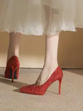 レッドウエディングシューズ【防水台・細ヒール・新婦向け・二重使用可能】