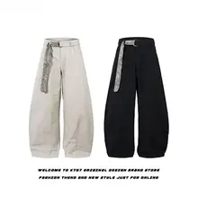 カーゴパンツ ユニセックス 豹柄 ドローコード アメカジ ヴィンテージ オーバーサイズ ルーズ ストレート ストリート
