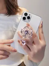 伸縮式指掛けスマホスタンド【クリスタル装飾・デスク用・折りたたみ式】