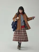 AMUU レディースヴィンテージ風コーデュロイロングコート【春用・カジュアル・小柄・スリム】