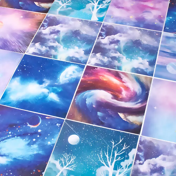 折り紙星空シリーズ【カラフルな千羽鶴用折り紙・両面印刷・幼児向け・愛心型】（セットアップ対応）