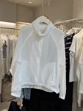 夏用薄手レディースジャケット【日焼け防止・ルーズフィット・カジュアルデザイン・赤】