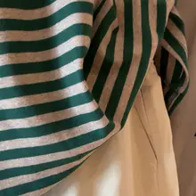 ストレートショルダーのストライプ柄半袖Tシャツ【カジュアル・フィット・夏用】