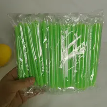 使い捨て緑豆スムージー用プラスチックストロー【中太・個包装・緑色】