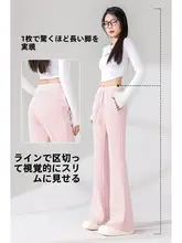 春秋用 ハイウエストのスリムフィット美脚パンツ【カジュアル・微フレア・濃紺】