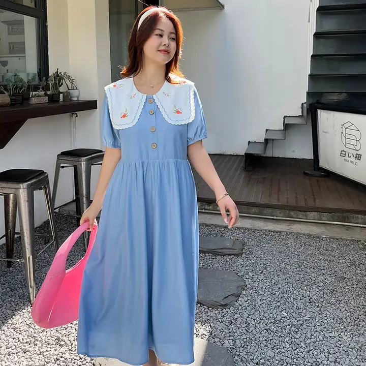 バイカラーのルーズフィットワンピース【レディース・フルスリーブ・梨型・アップル型】（セットアップ対応）