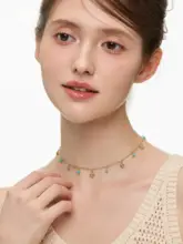 緑松石デザインの花モチーフネックレス【ゴールド・レトロスタイル・女性用】