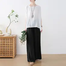 コットンリネンワイドパンツ【薄手・ヨガ・カジュアル用】（セットアップ対応）