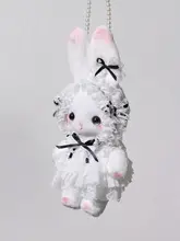 立ち耳うさぎデザインの黒いハンドメイドバッグ【ロリータスタイル・ショルダー・手提げ・リボン付き】
