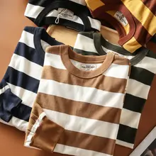 マリンシャツ 男性 用途 基本的な 素材 コットン 幅広ストライプ 長袖 Tシャツ