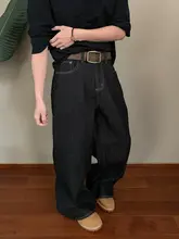 深い青のシンプルなデザイン！スタイリッシュなデニムパンツ【ハイストリート風・長パンツ】