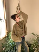 パール風の柔らかニットセーター【秋冬用・ルーズフィット・スタイル】