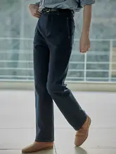 ハイウエスト直筒デニムパンツ【プレーンデザイン・アクティブ染色・九分丈】