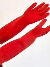 キッチン用厚手ゴム手袋【長め・ラテックス製・労働保護・洗濯・掃除用】