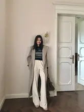垂れ感のあるコーデュロイカジュアルパンツ【女性用・ハイウエスト・ストレートシルエット】