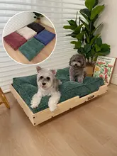 ペットベッド 犬 猫 大中小型 雪ニール 洗える クラウドコットン 天然木