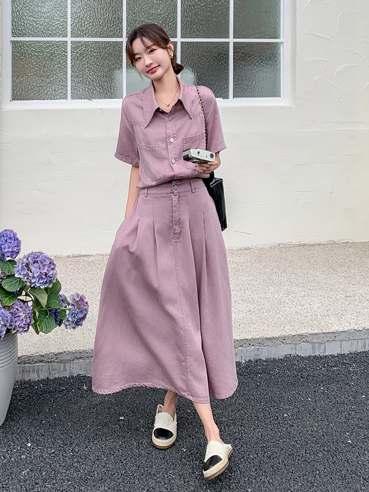 6月に着るピンクデニムワンピースの選び方：法式スタイルで涼しく体にやさしい夏の服