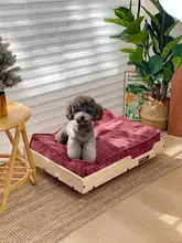 ペットベッド 犬 猫 大中小型 雪ニール 洗える クラウドコットン 天然木