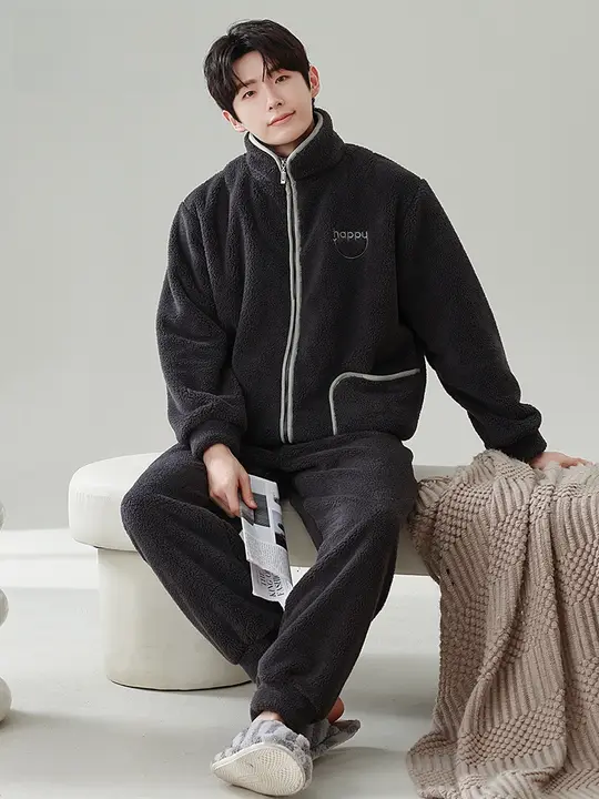 極上の柔らかさの珊瑚绒パジャマ【冬用・フランネル・ジッパーデザイン・保温性・家で着る用】（セットアップ対応）