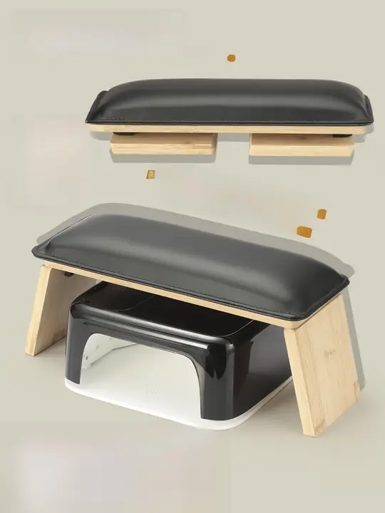 oakmoss 折りたたみ式 2合1 PUレザー製 ネイルハンドレスト【光療灯対応・クッション機能】