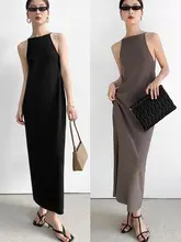 リバーシブルニットキャミソールドレス【涼感・ノースリーブ・夏用・シンプルデザイン】