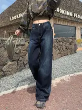 ユニセックス ビンテージ風ワイドレッグデニムパンツ【極上の柔らかさ・深青・フィット】（セットアップ対応）