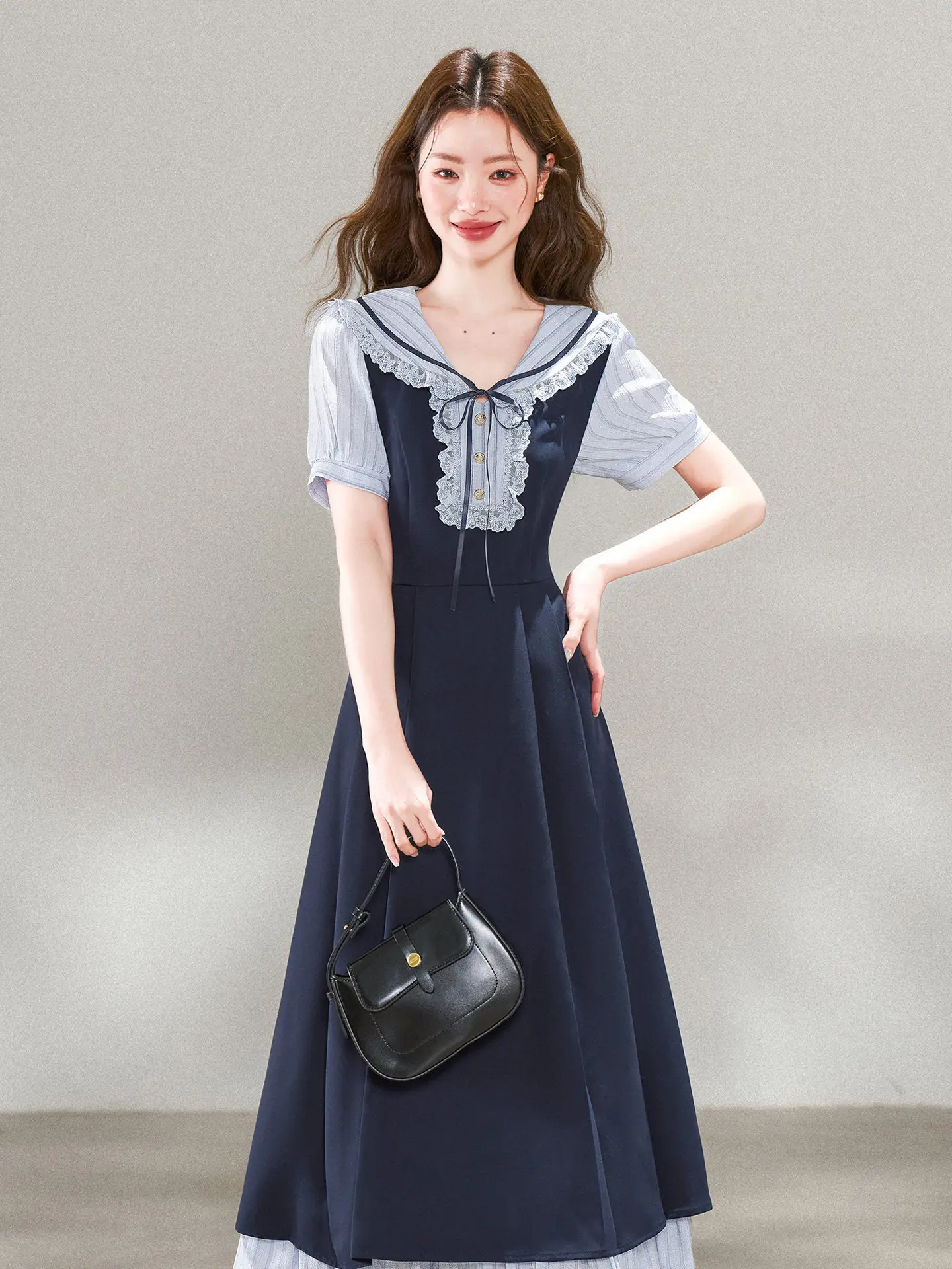 フレンチスタイルのレトロ学院風ドールカラードレス：夏用長袖A字裙の実用性と着こなしのガイド