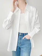 女性用白色シフォン長袖シャツ【ゆったりフィット・カジュアル・シワになりにくい・ビジネスカジュアル】