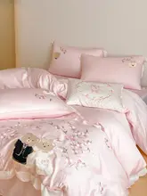 子供向けプリンセスデザインの四件セット【刺繍入り・コットン100%・クマモチーフ】（セットアップ対応）