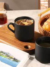 陶器製 シンプルなカフェマグカップ【北欧インス・家庭用・ラテ用】